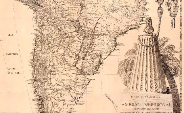 Reproducción impresa del mapa de América del Sur de 1775