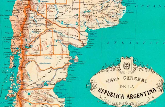 Fragmento cartográfico histórico de la República Argentina de 1887