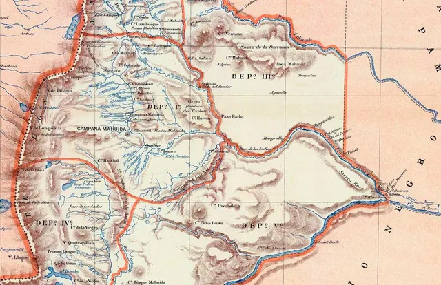 Mapa histórico del Territorio Nacional del Neuquén de 1887