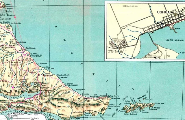Mapa histórico de Tierra del Fuego y la Patagonia austral