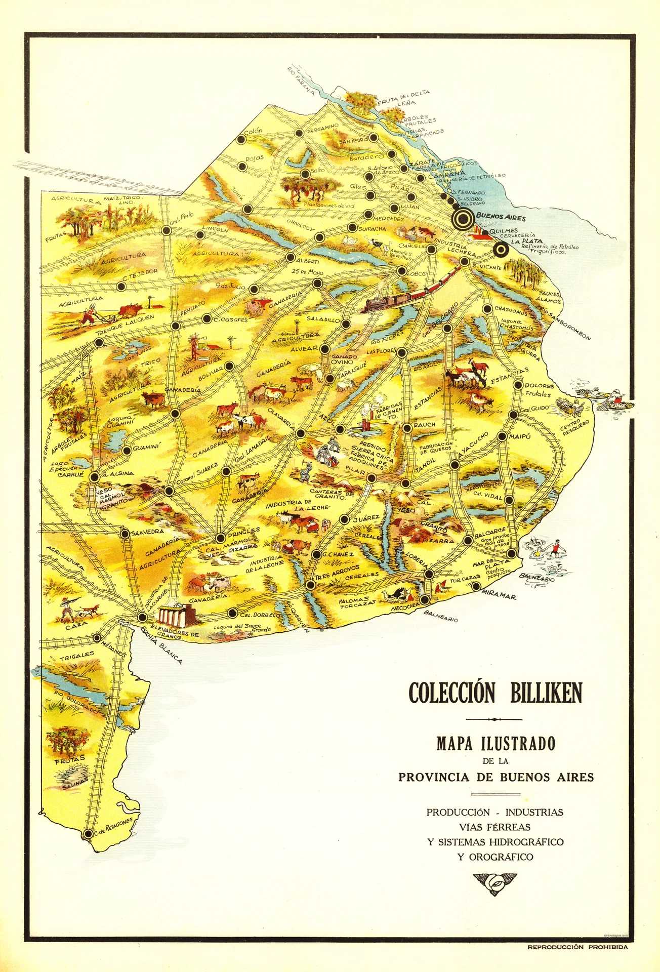Mapa de la provincia de Buenos Aires - 1933 - Revista Billiken
