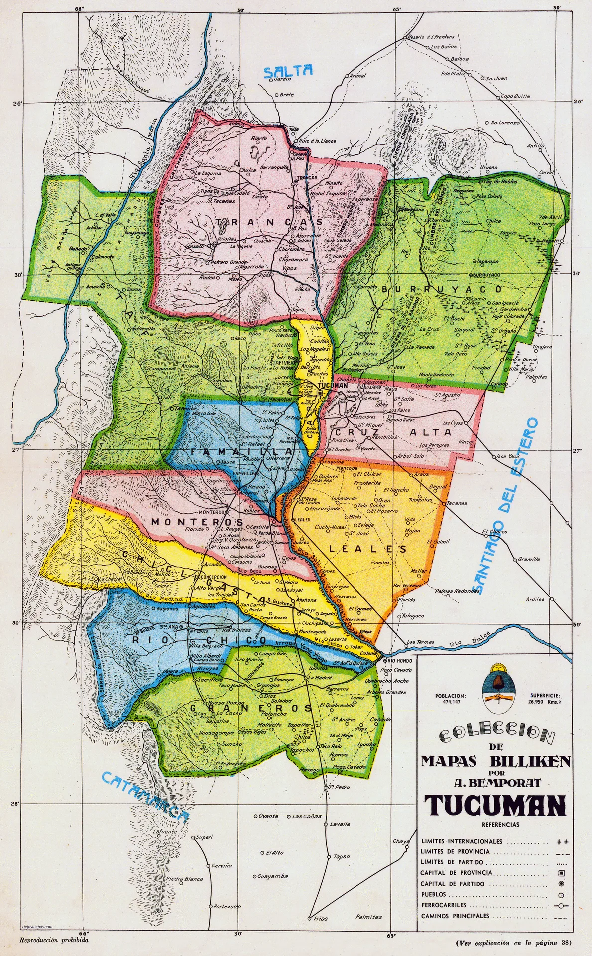 Mapa de la Provincia de Tucumán – Revista Billiken, 1931