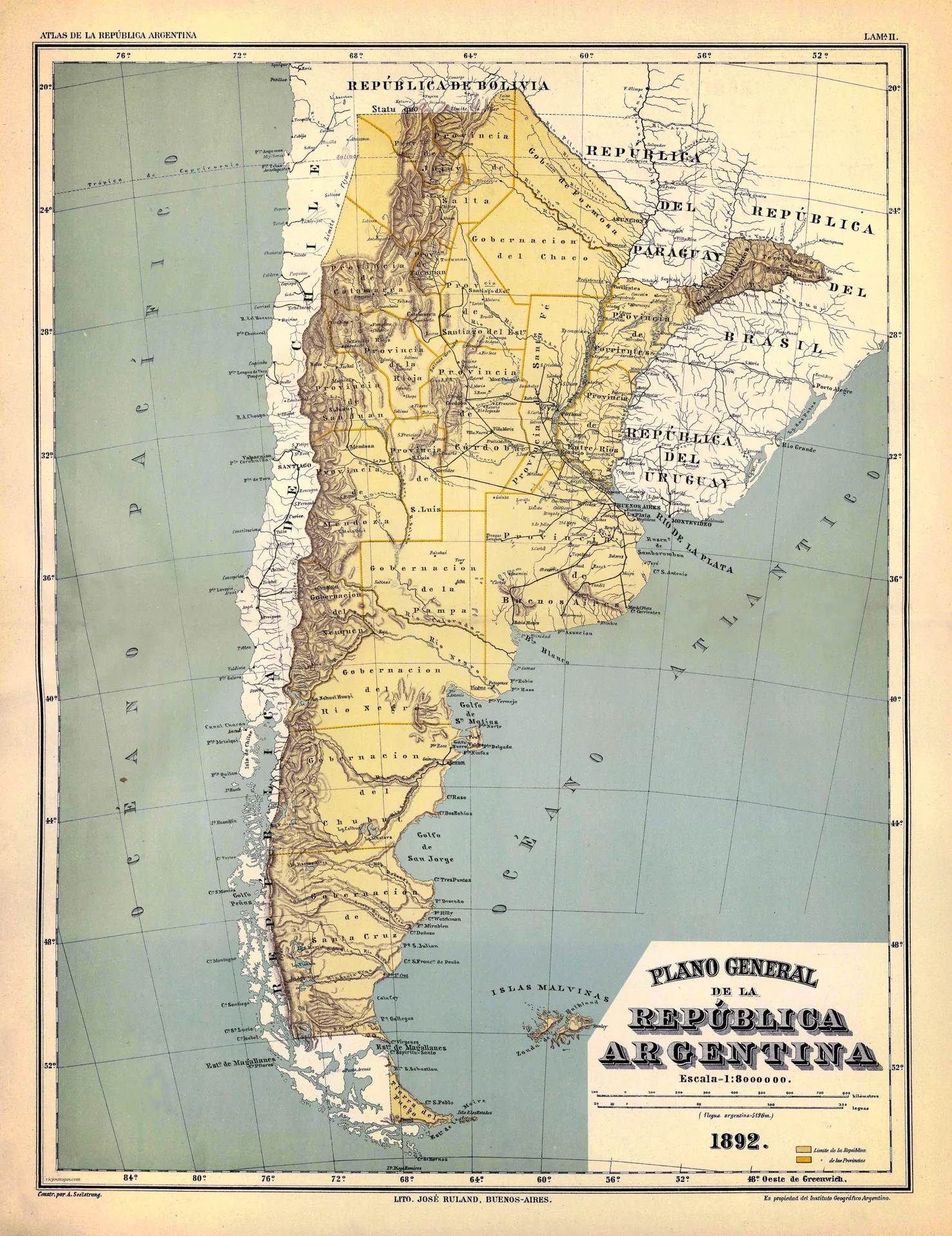 Plano General de la República Argentina de 1892