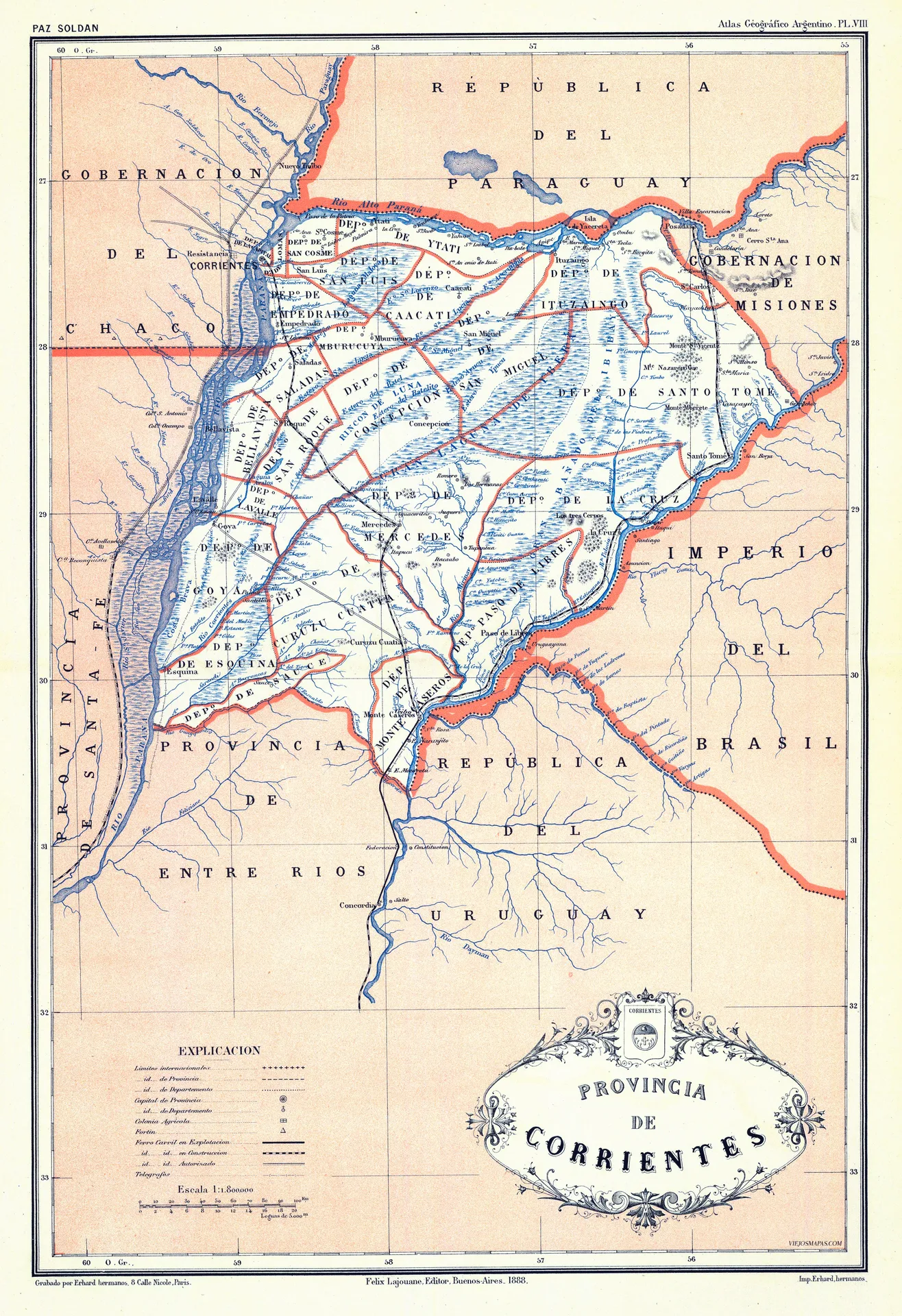 Mapa de la Provincia de Corrientes de 1887