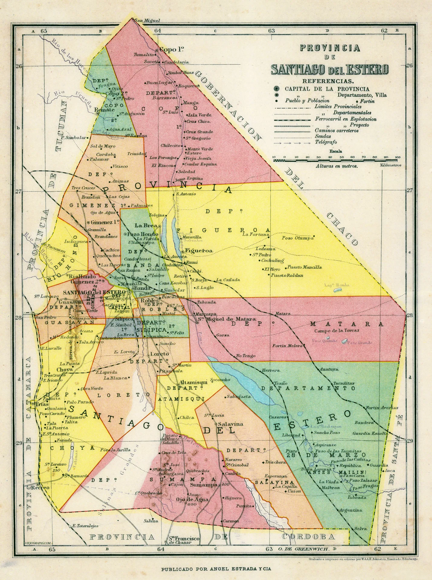 Mapa de la Provincia de Santiago del Estero – 1929