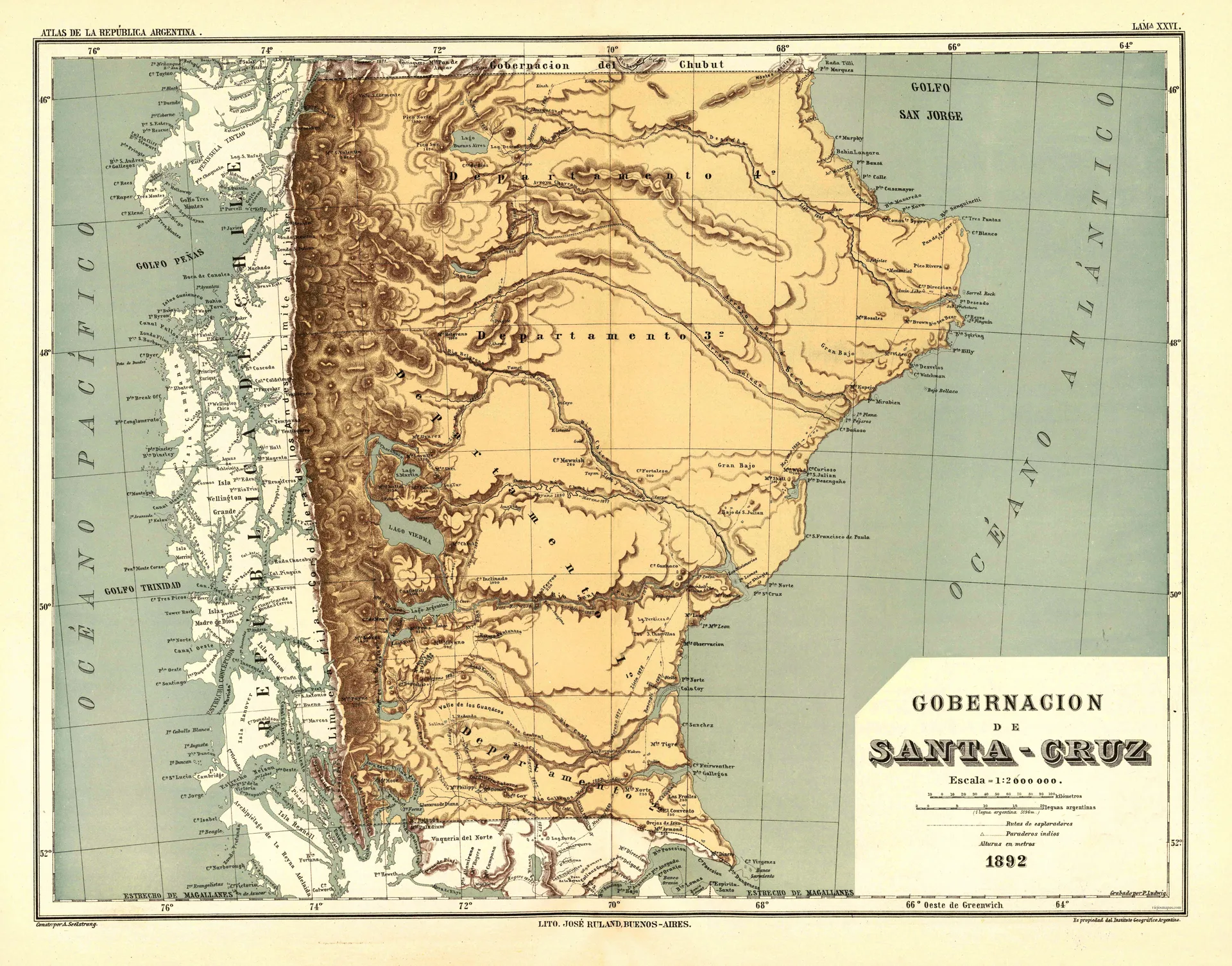 Mapa de la Gobernación de Santa Cruz - 1892