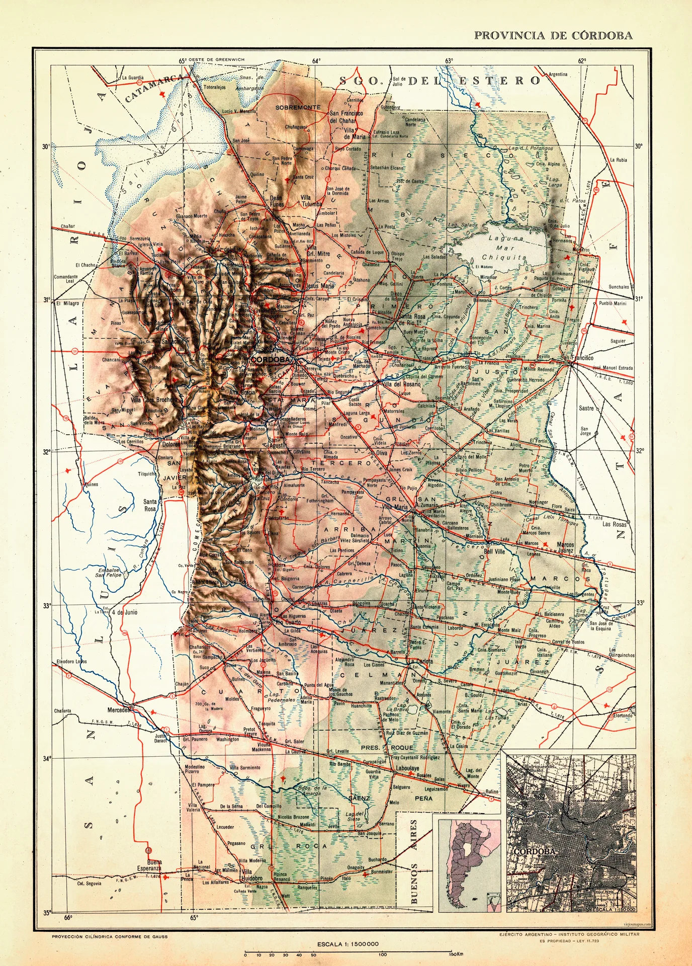 Mapa de la Provincia de Córdoba - 1953