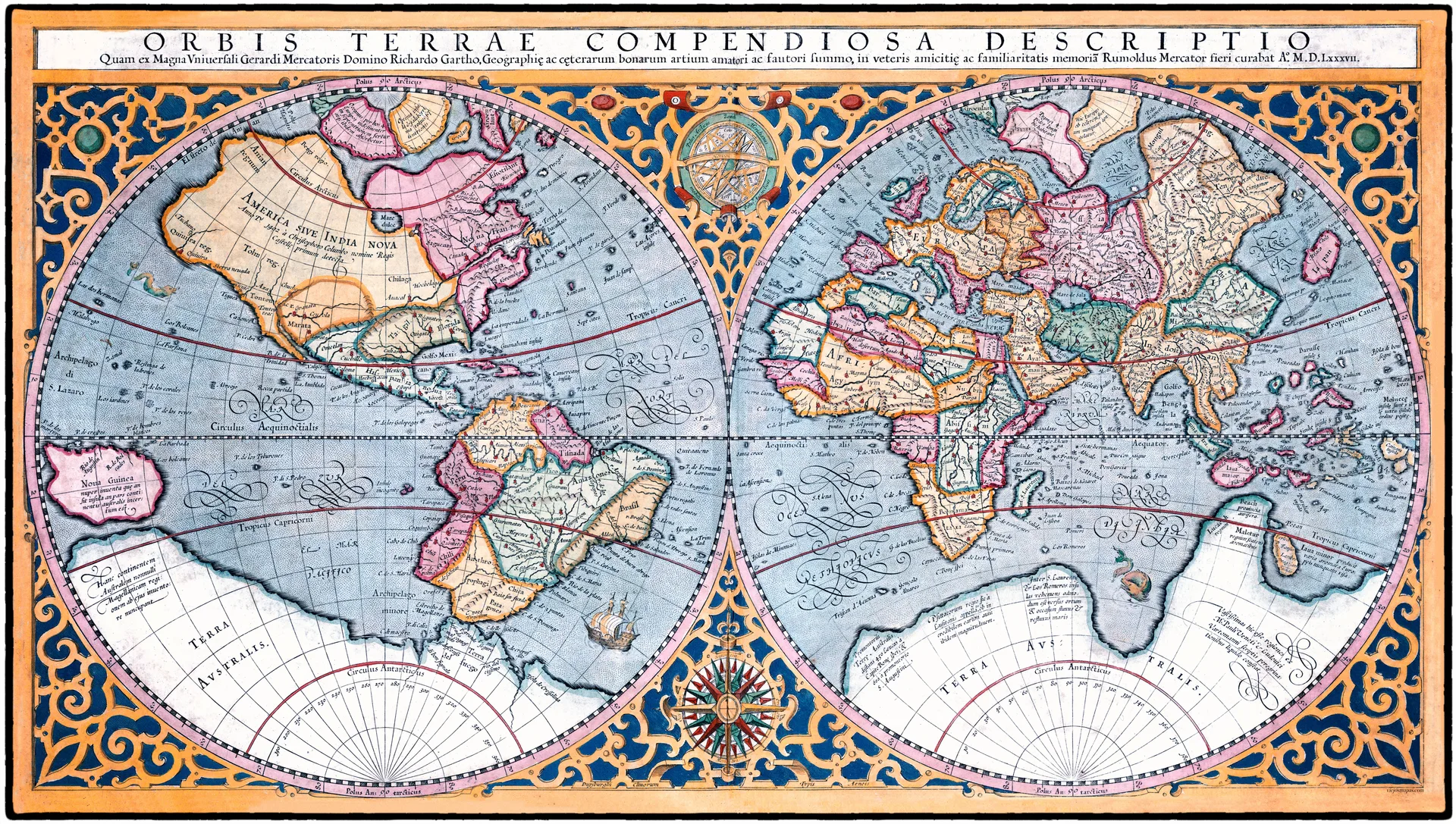 Mapamundi - 1587 - Orbis Terrae Compendiosa Descriptio
