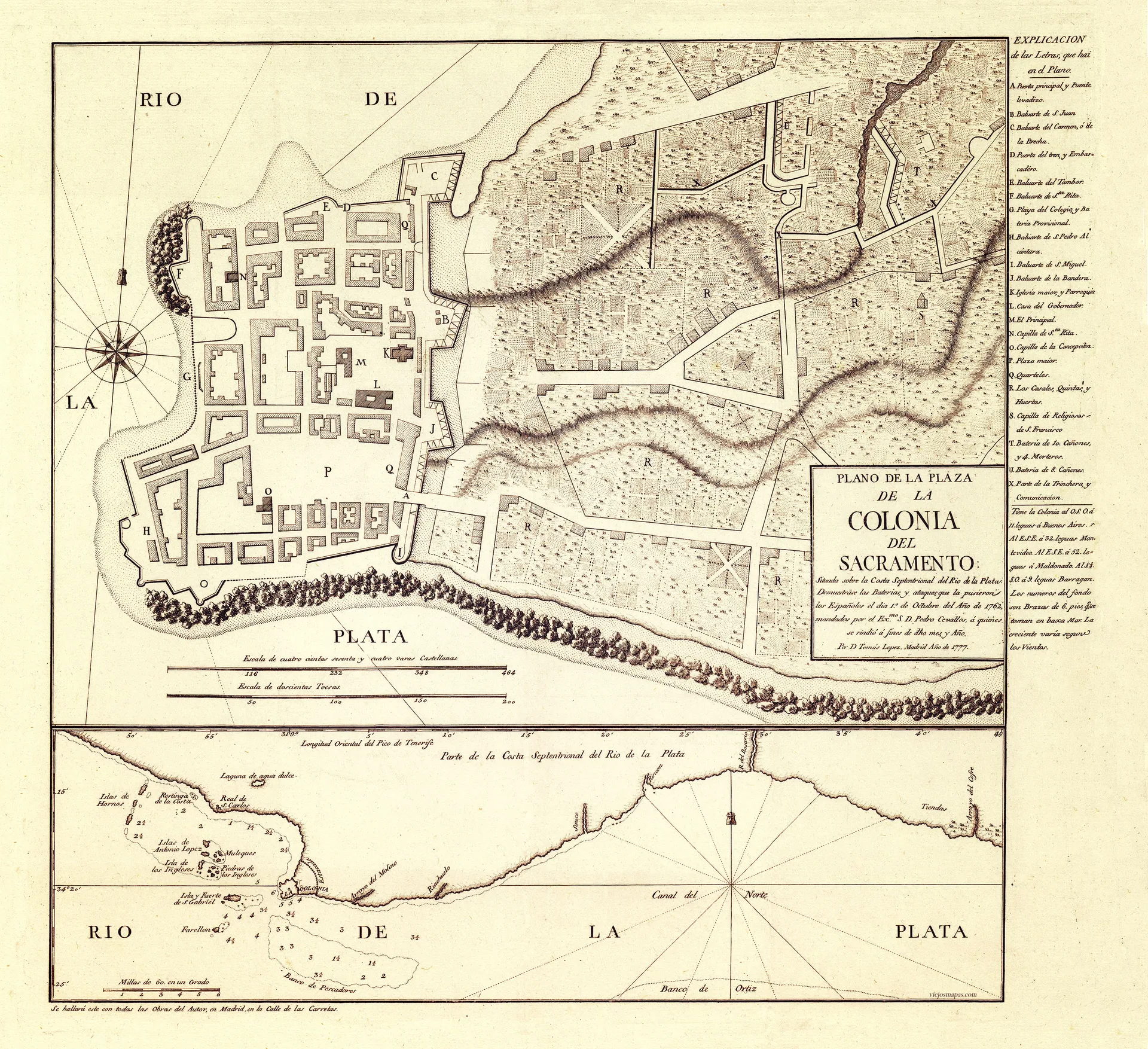 Plano de la Plaza Militar de la Colonia del Sacramento (Uruguay) - 1777