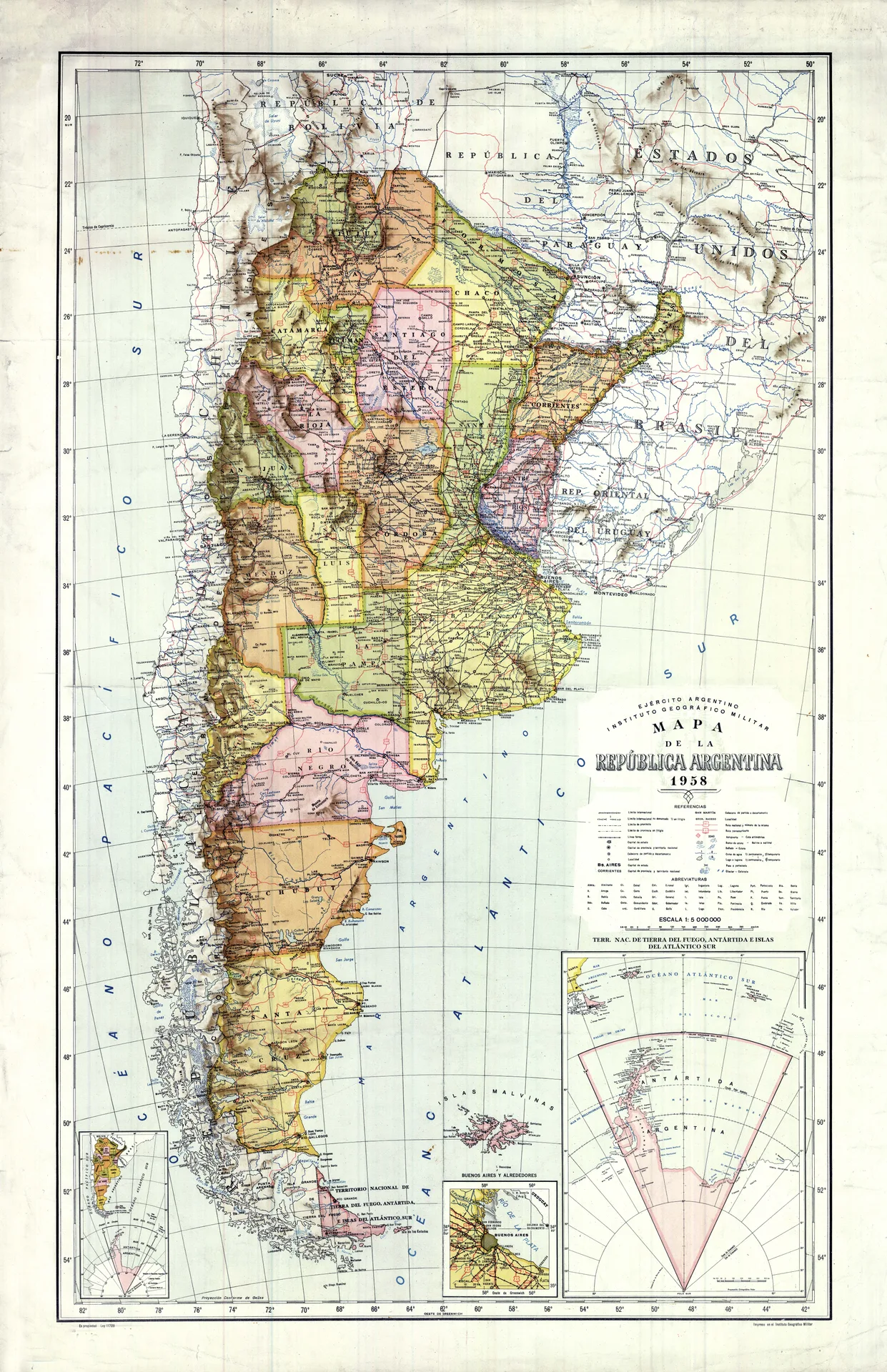 Mapa de la República Argentina de 1958