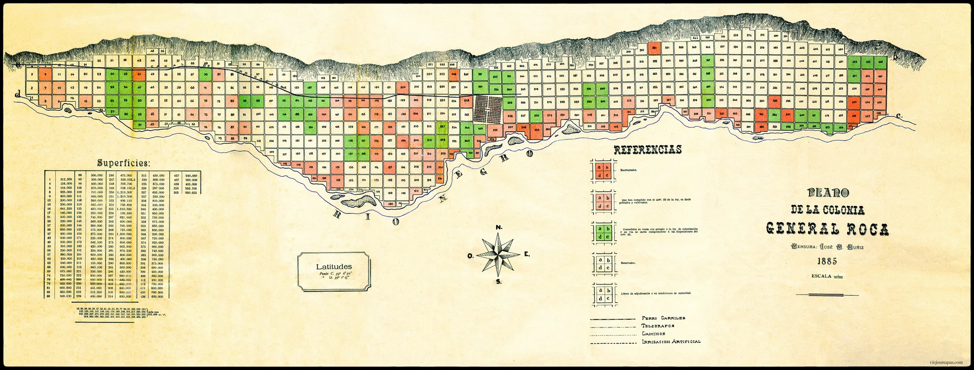 Plano de la Colonia General Roca - 1885