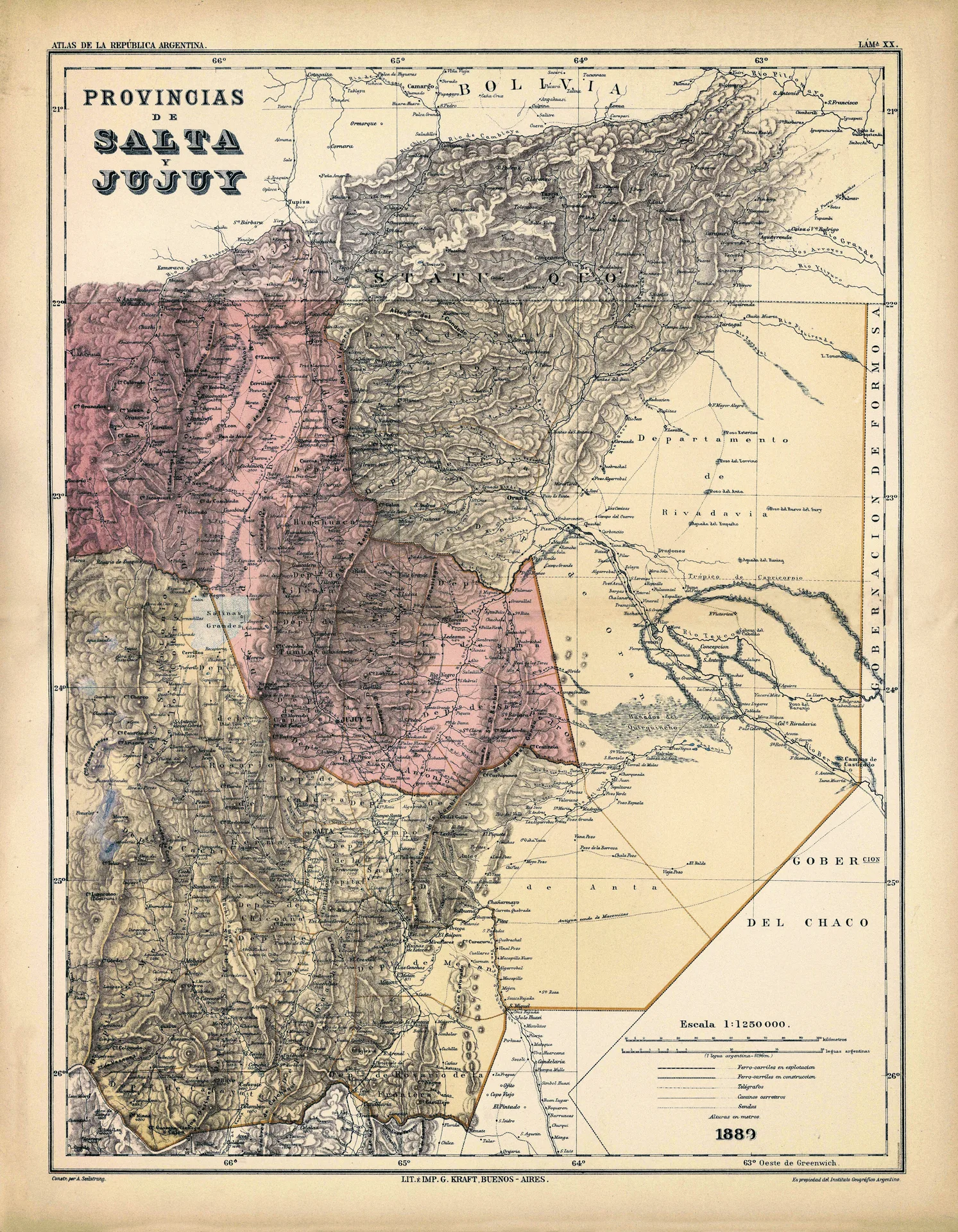 Mapa de las provincias de Salta y Jujuy - 1889