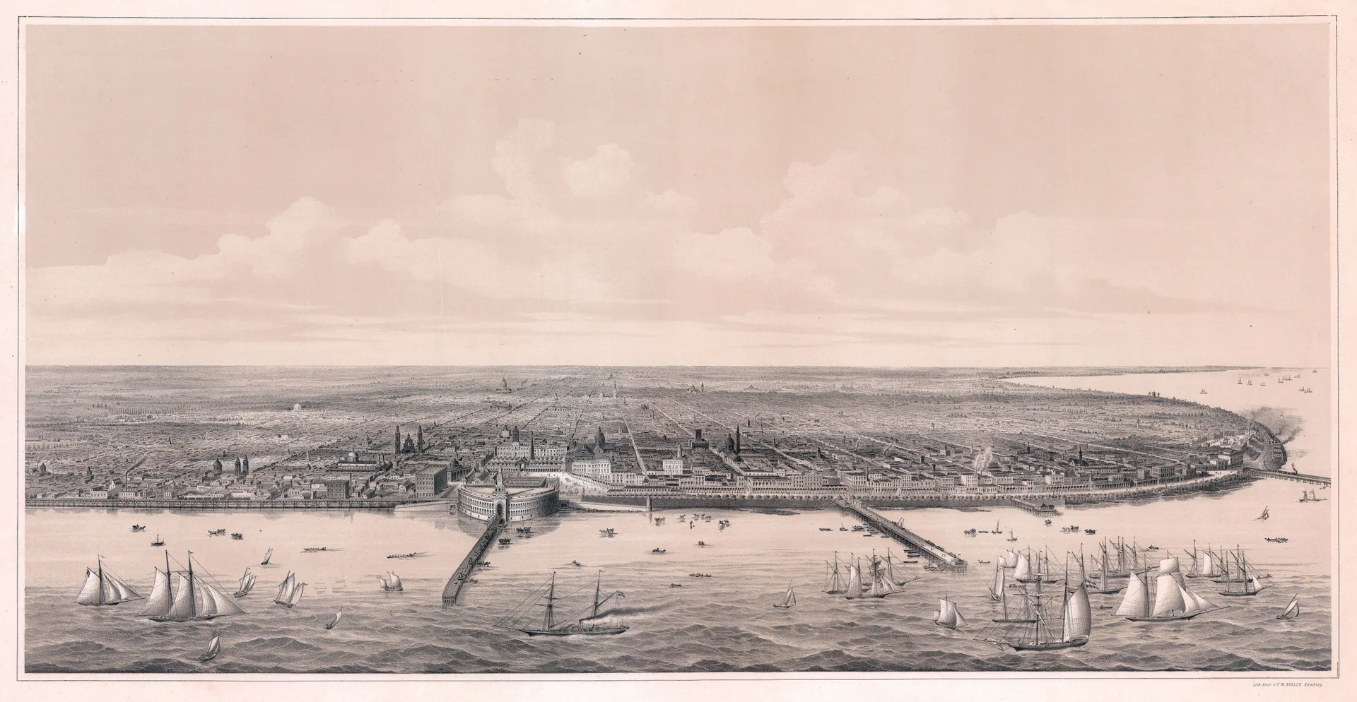 Buenos Aires a ojo de pájaro - 1864