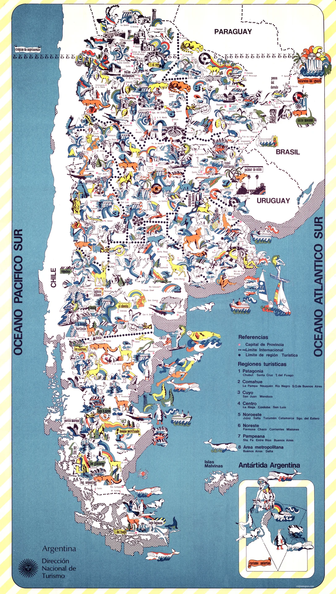 Mapa de la República Argentina Ilustrado – 1970