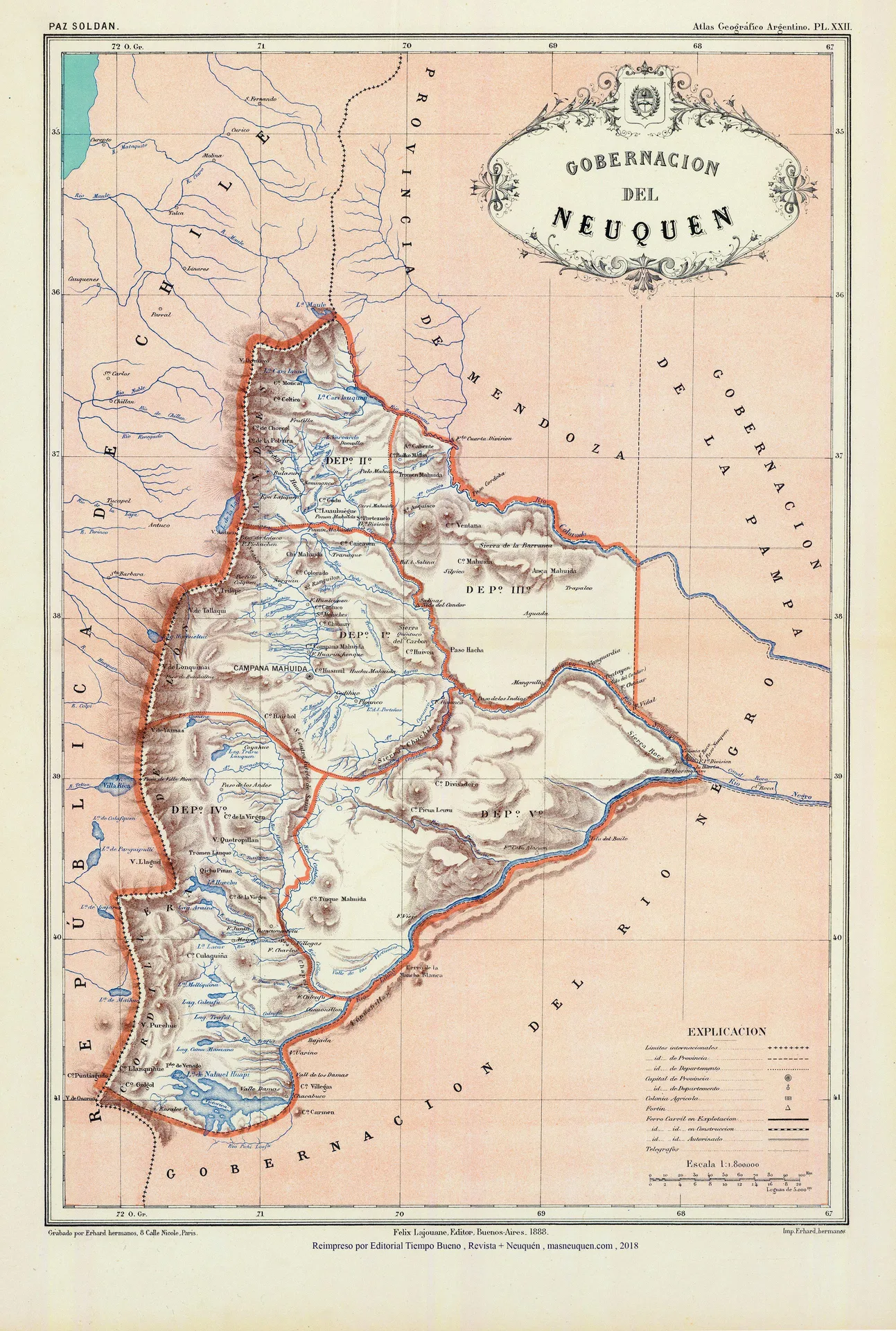 Mapa de Neuquén de 1887