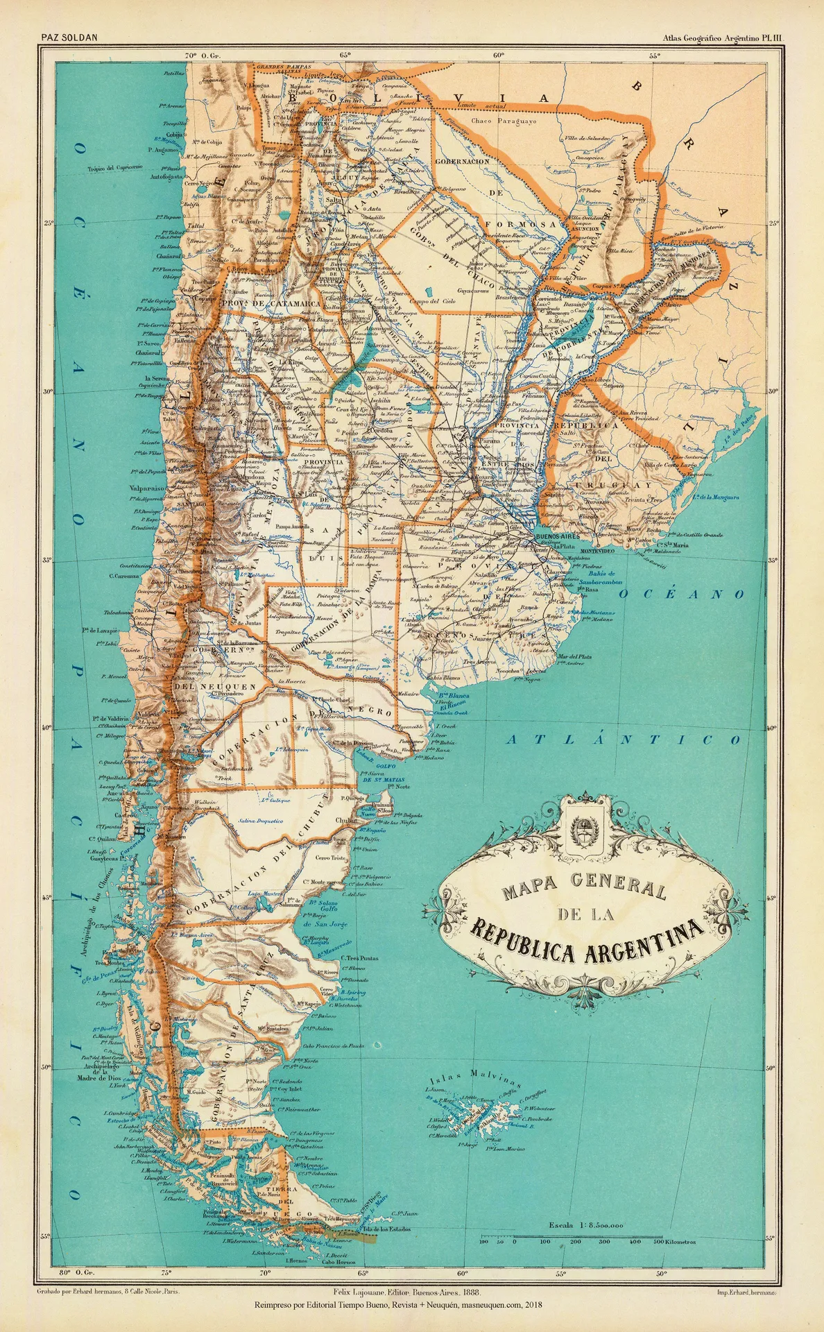 Mapa de la República Argentina de 1887