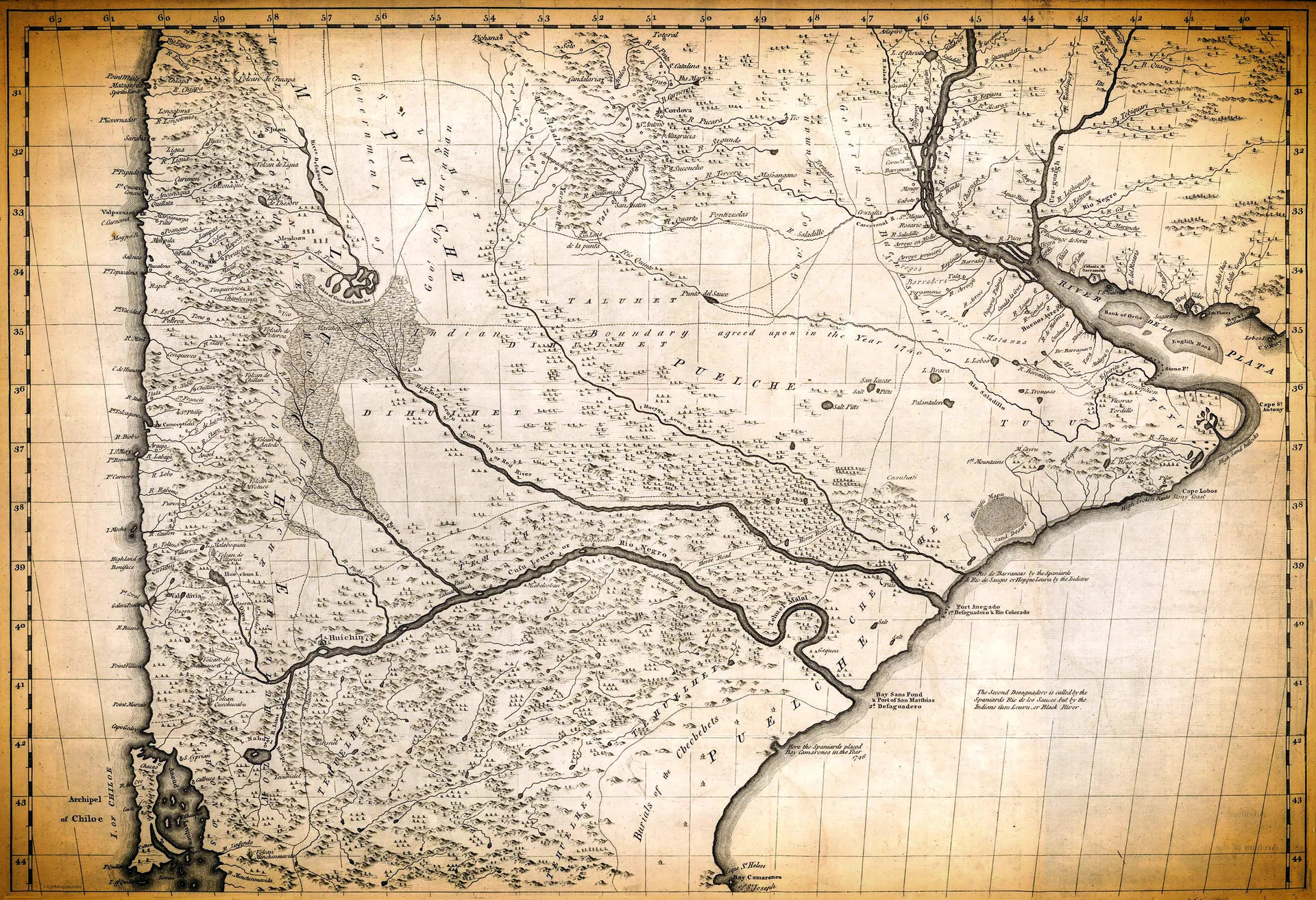 Plano de la Patagonia (I) de Thomas Falkner - 1774