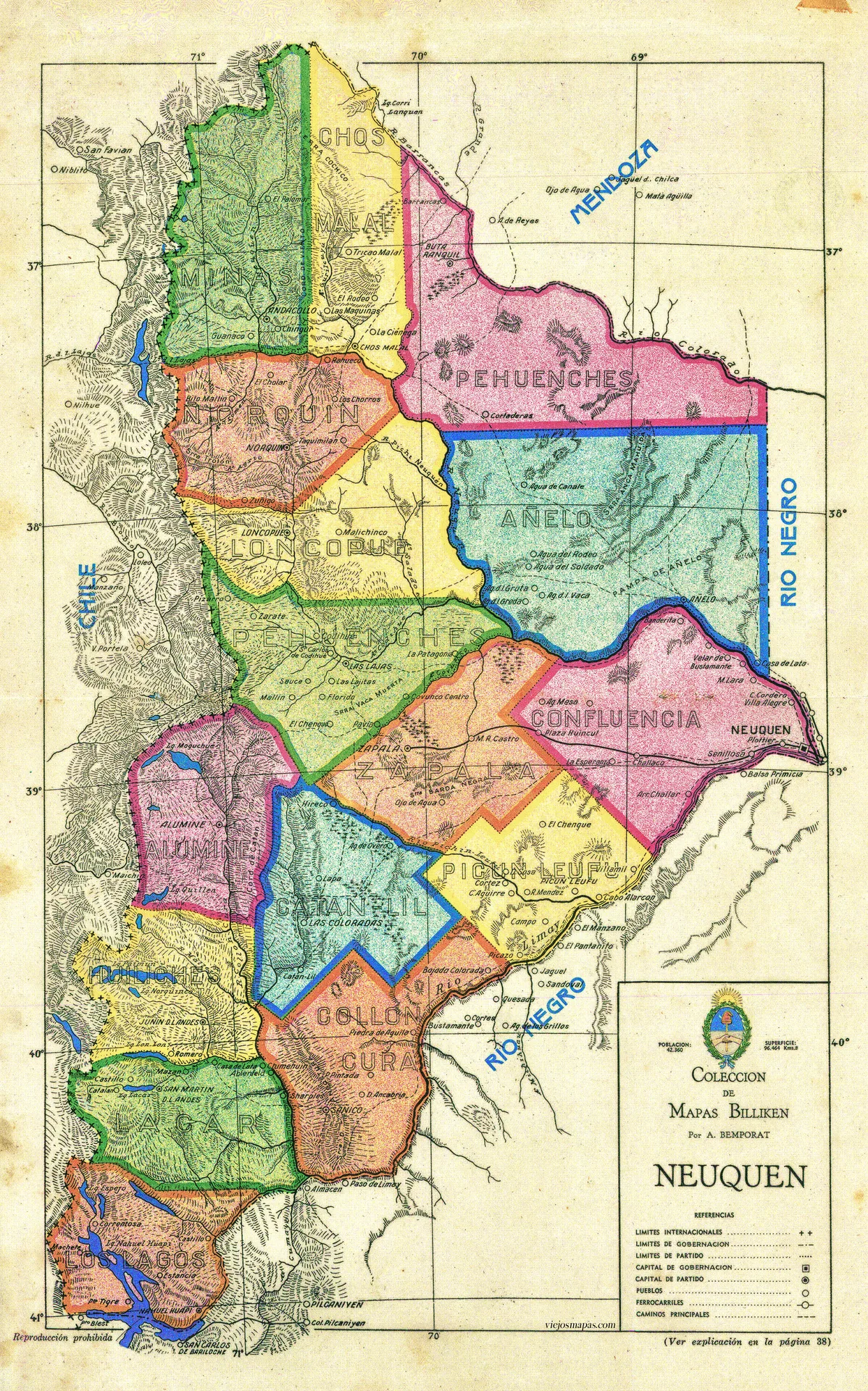 Mapa del territorio del Neuquén - Revista Billiken, 1931