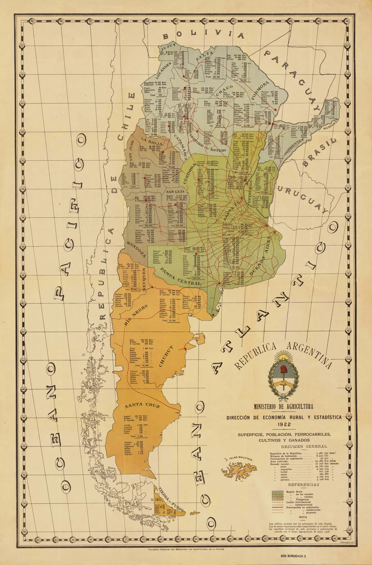 Mapa económico de la República Argentina de 1922