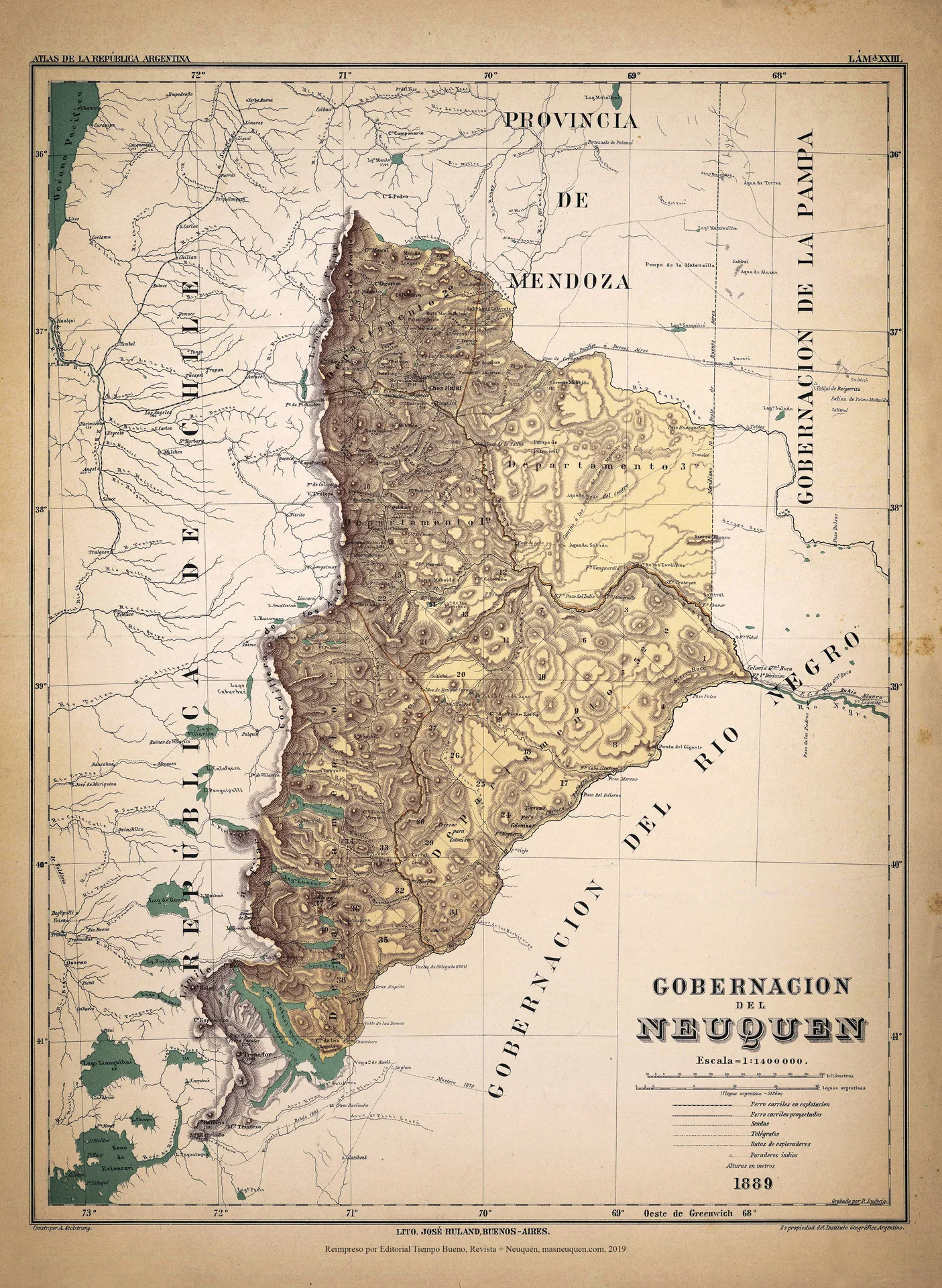 Mapa de la Gobernación del Neuquén - 1889