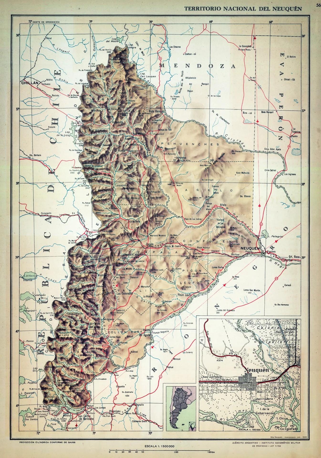 Mapa de la Gobernación del Neuquén – 1953