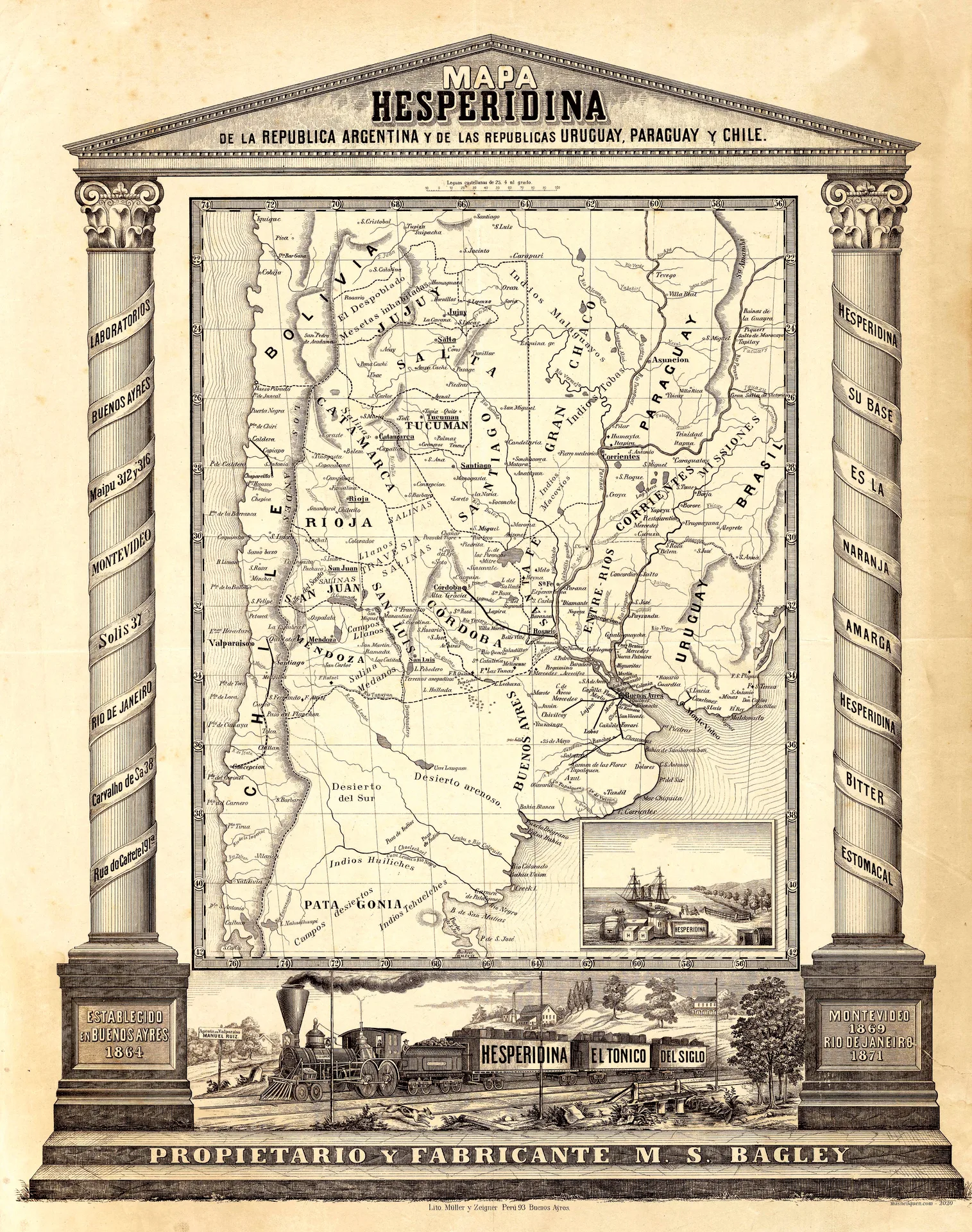 Mapa de la Argentina - 1878 - Hesperidina