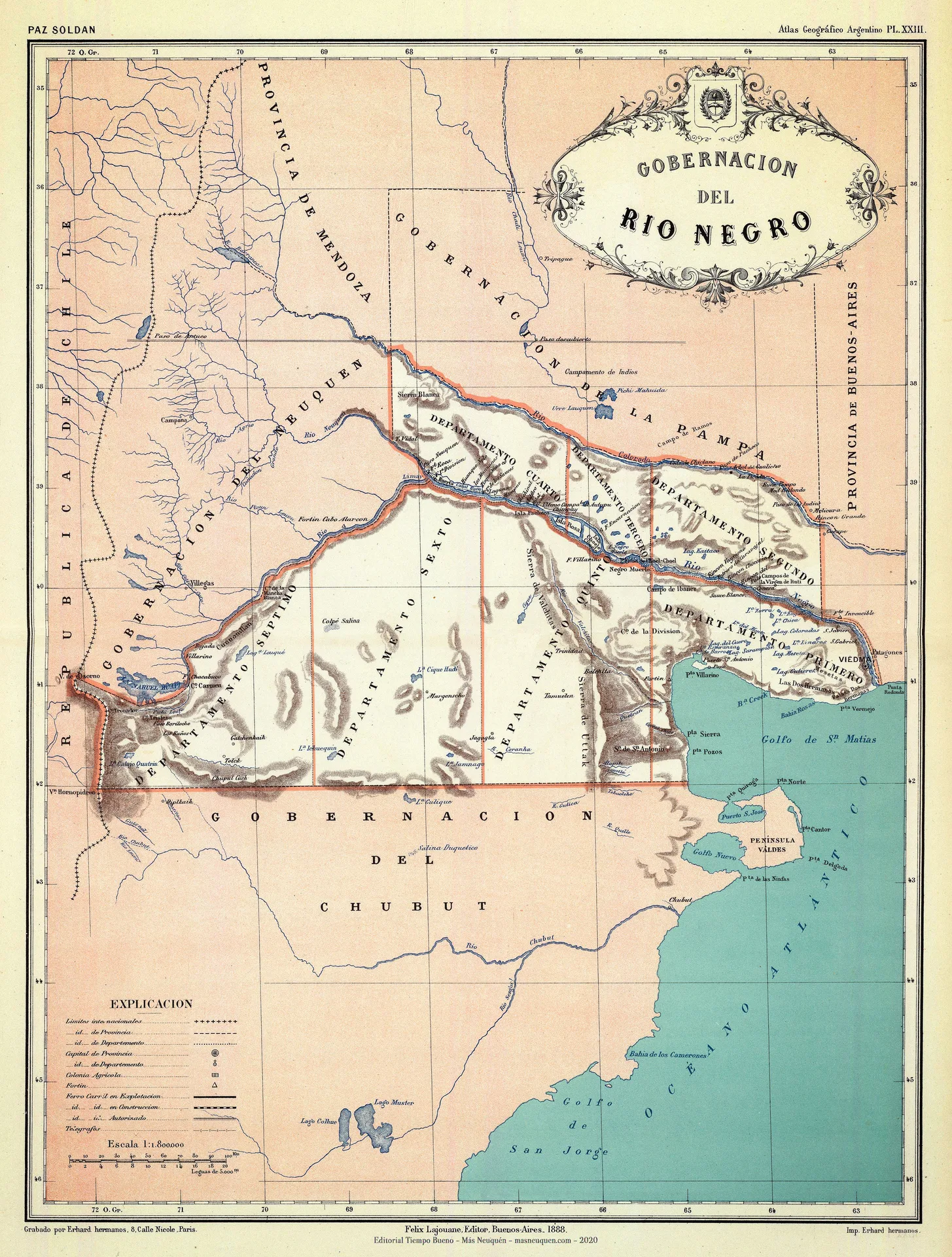 Mapa de Río Negro de 1887