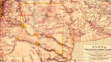 Mapa del territorio de la Pampa y Río Negro, de Olascoaga (1880)