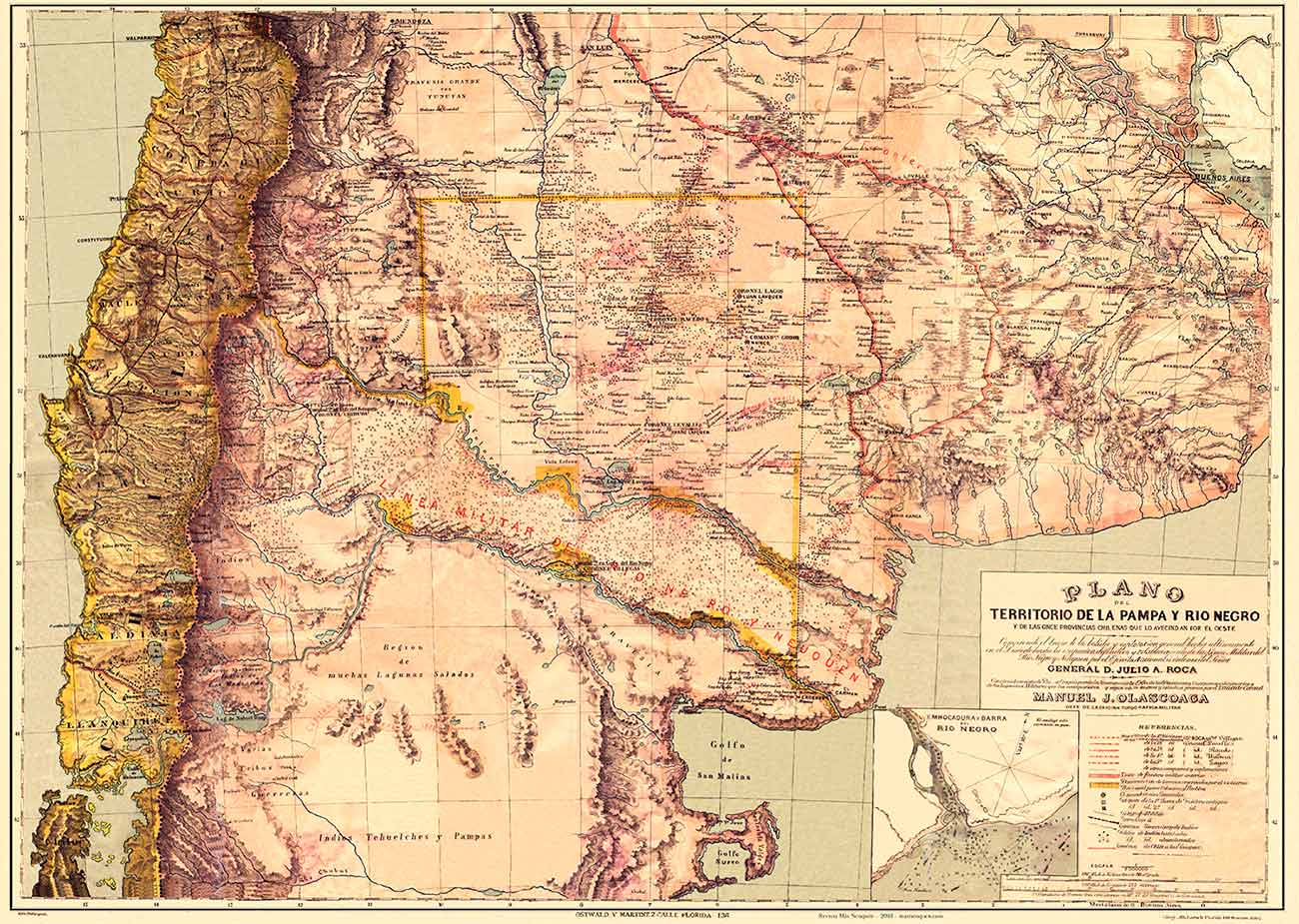 Mapa del territorio de la Pampa y Río Negro, de Olascoaga (1880)