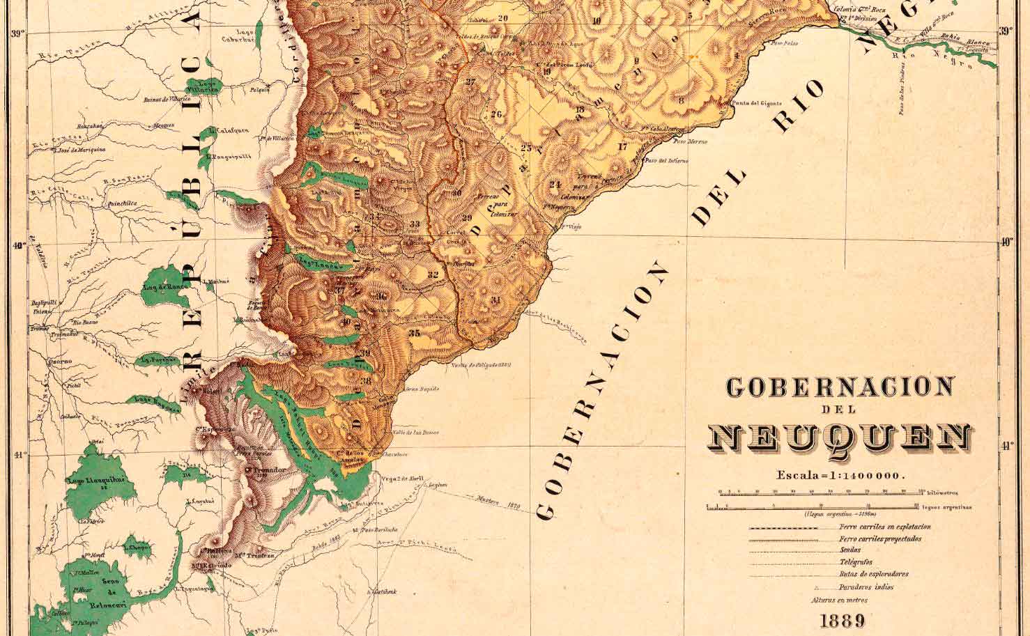 Mapa de la Gobernación del Neuquén - 1889