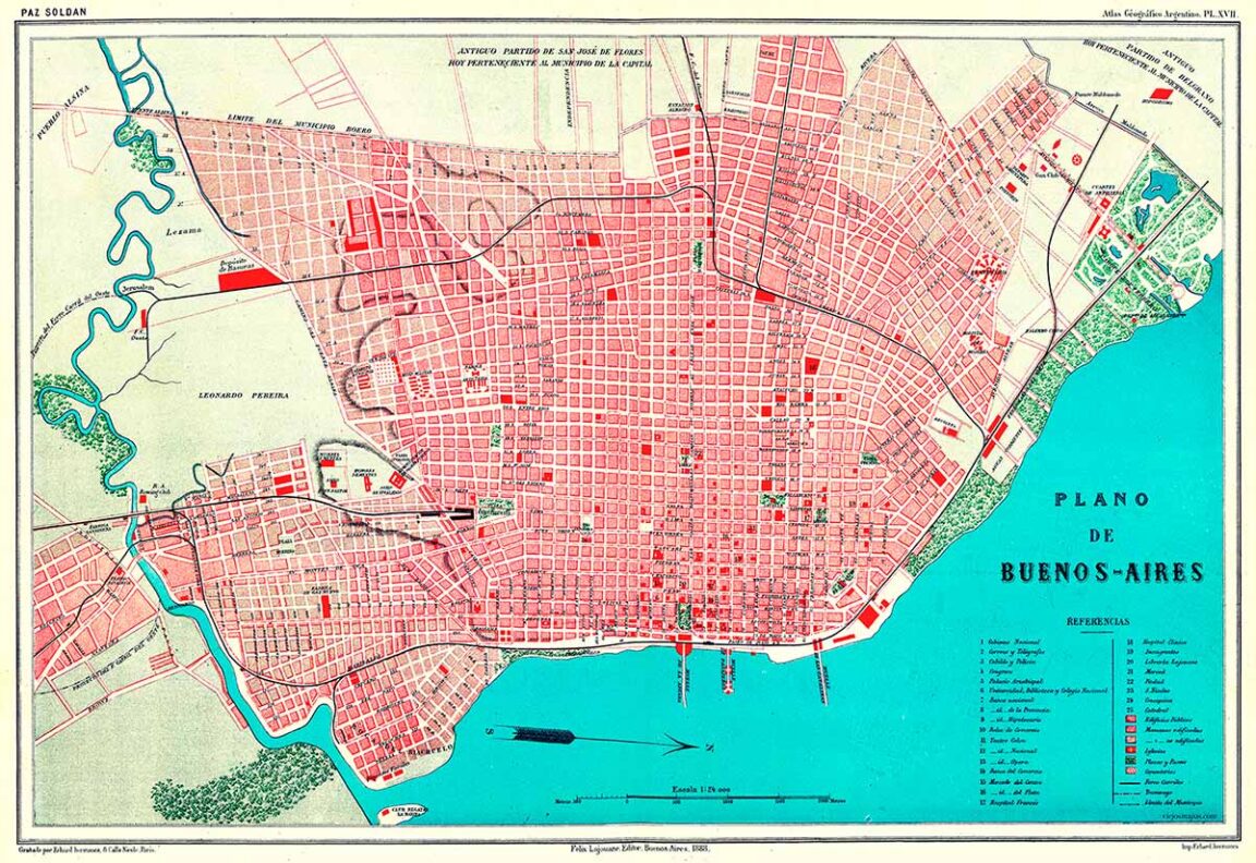 Plano De La Ciudad De Buenos Aires De 1887 Viejos Mapas