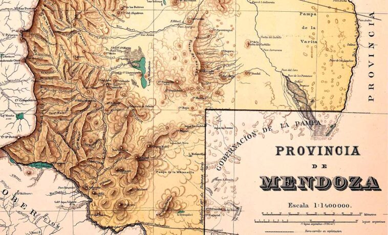 Mapa de la provincia de Mendoza de 1889.