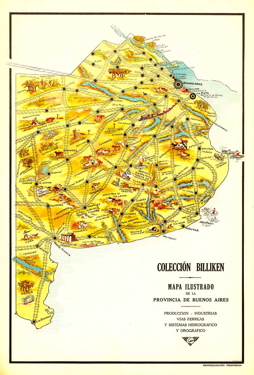 Mapa de la provincia de Buenos Aires - 1933 - Revista Billiken