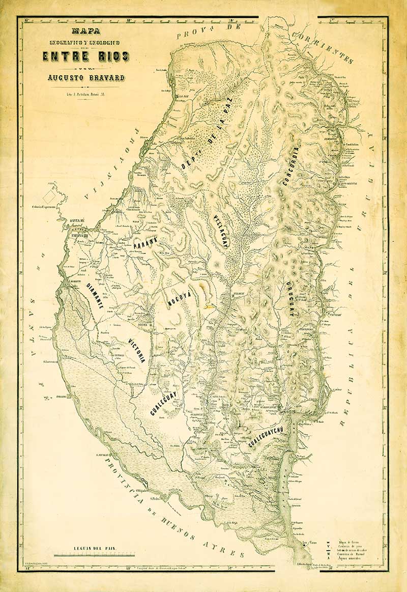 Mapa geográfico y geológico de Entre Ríos - 1865