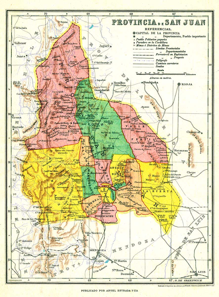 Mapa de la Provincia de San Juan - 1929