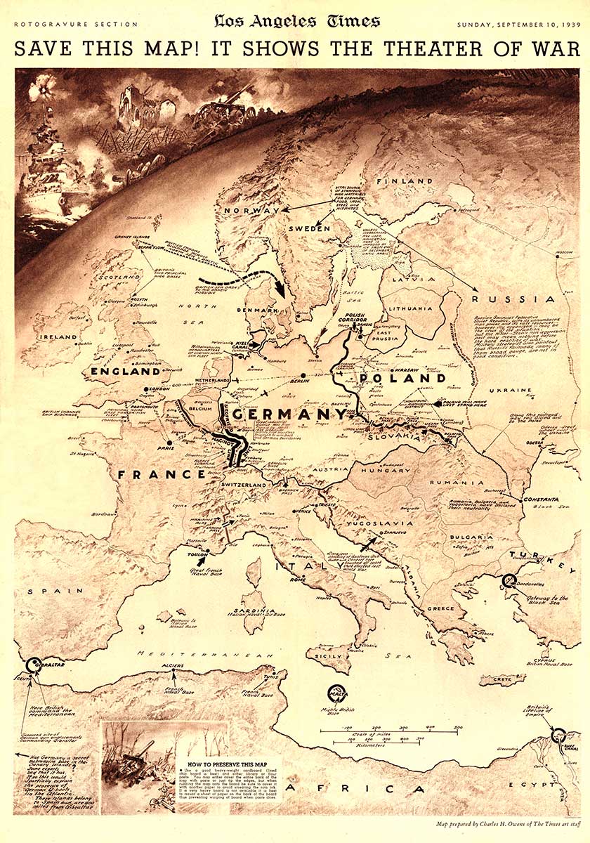 Europa al inicio de la segunda guerra - 1939 - Los Angeles Times