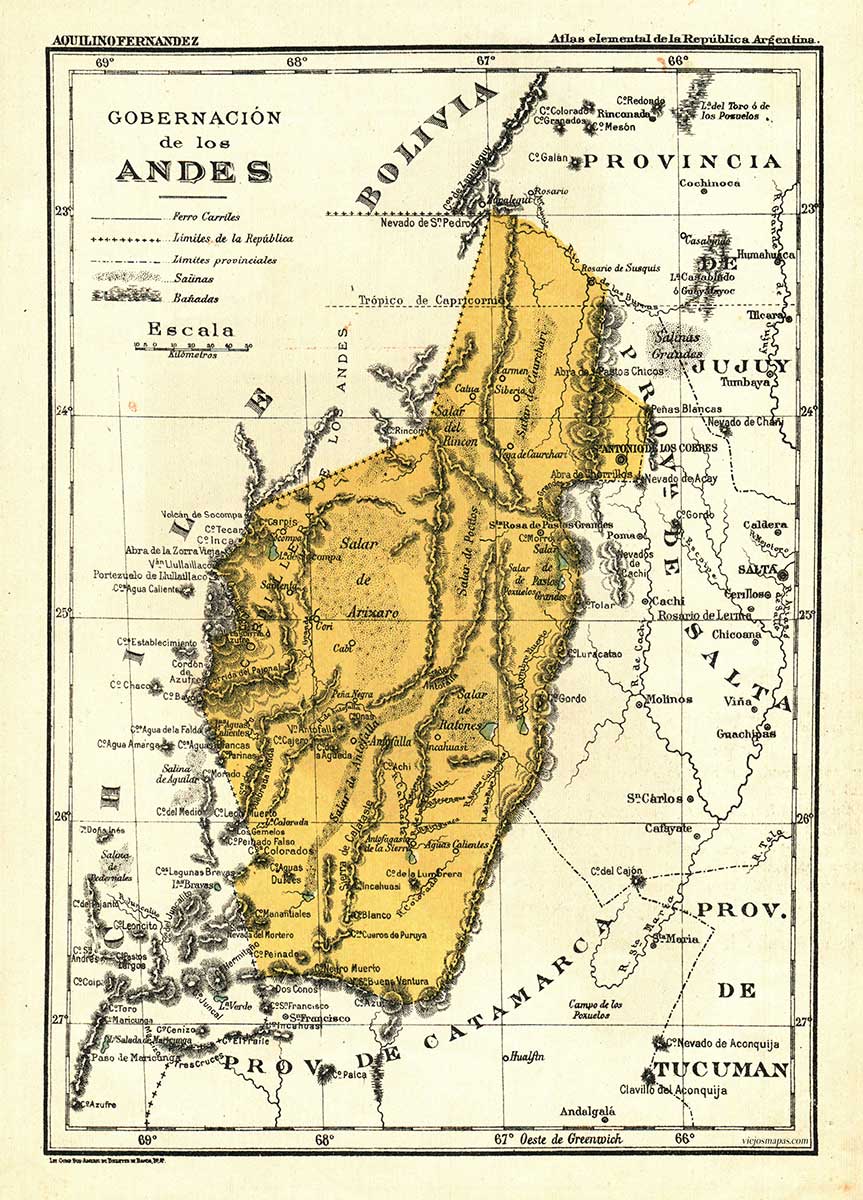 Mapa de la Gobernación de los Andes - 1909