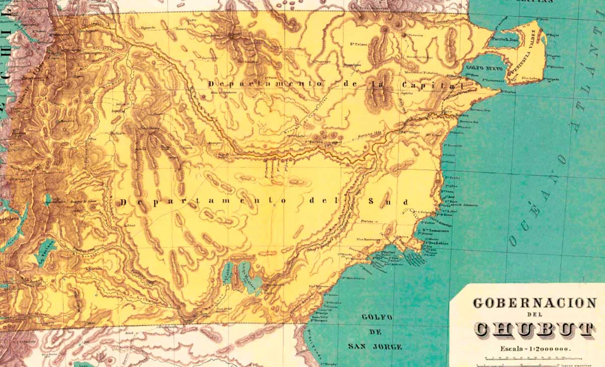 Mapa de la Gobernación de Chubut de 1889