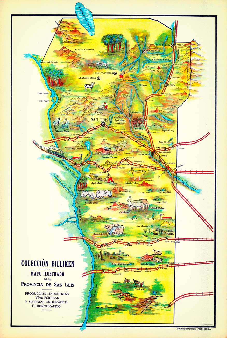 Mapa de la provincia de San Luis – 1933 – Revista Billiken