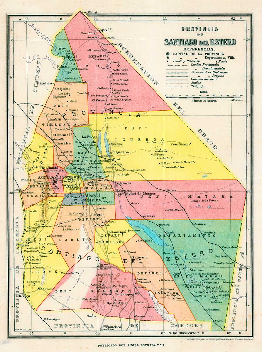 Mapa de la Provincia de Santiago del Estero – 1929