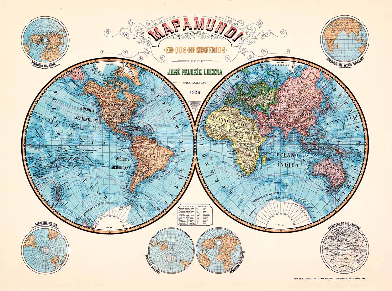 Mapamundi en dos hemisferios (1926)