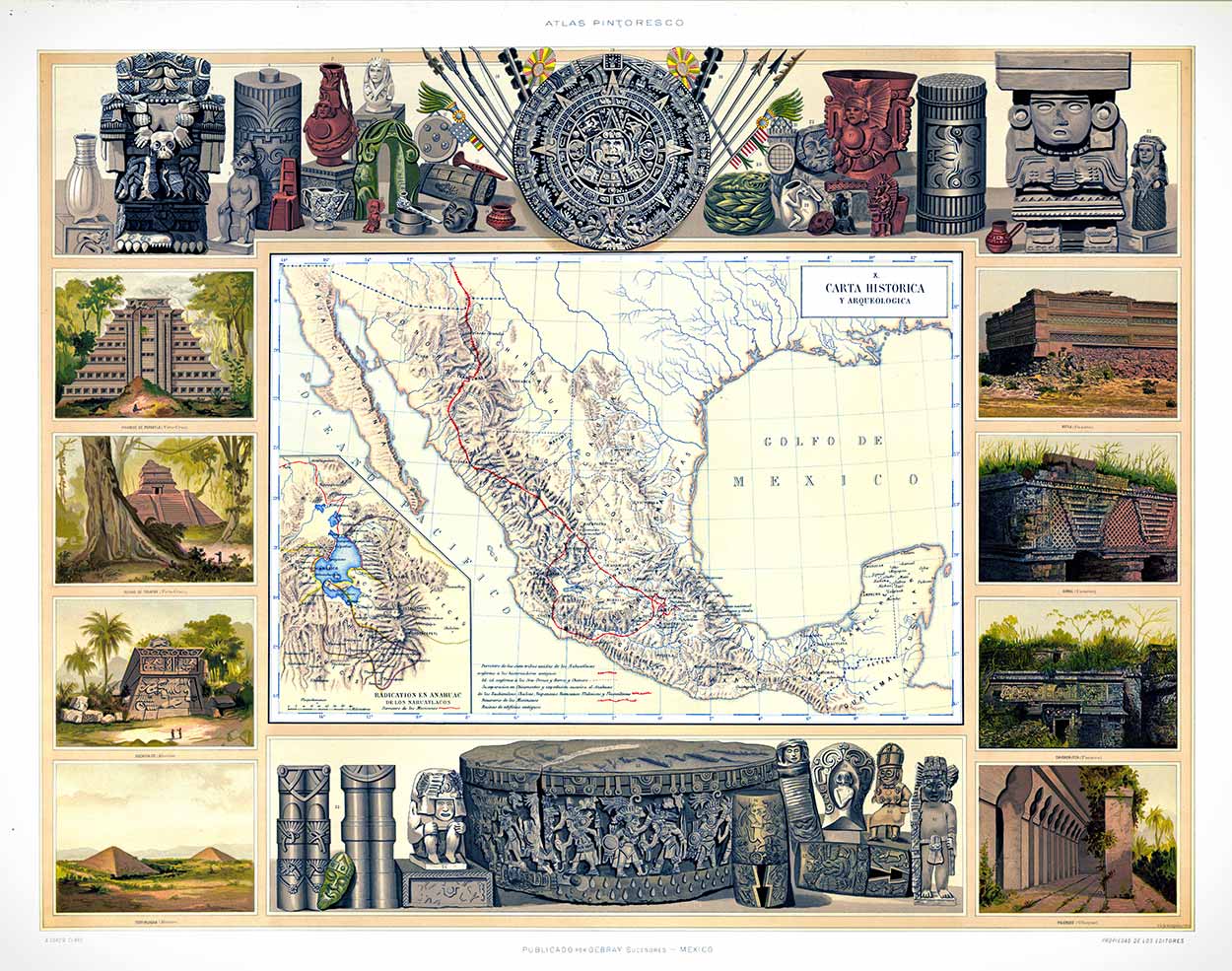 Carta Histórica y Arqueológica de México - 1885