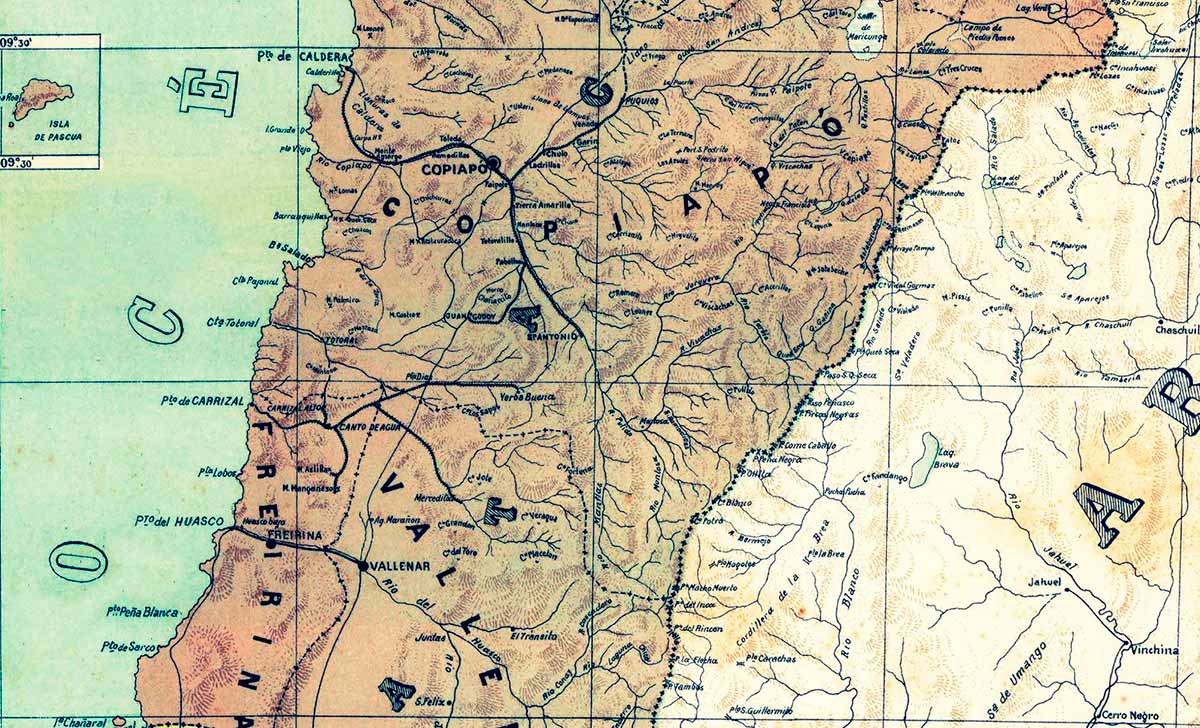 Mapa de Chile (paralelos 24 al 31) – 1904