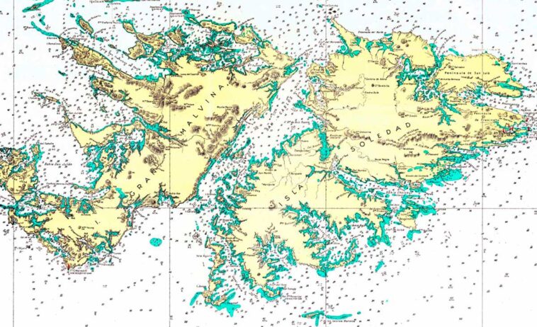 Mapa de las Islas Malvinas de 1956