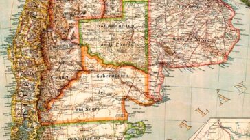 Mapa de la República Argentina y sus países limítrofes, de 1918