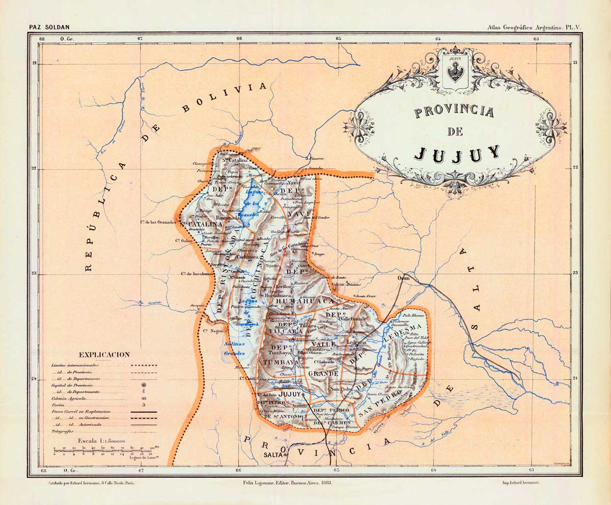Mapa de la Provincia de Jujuy del año 1888