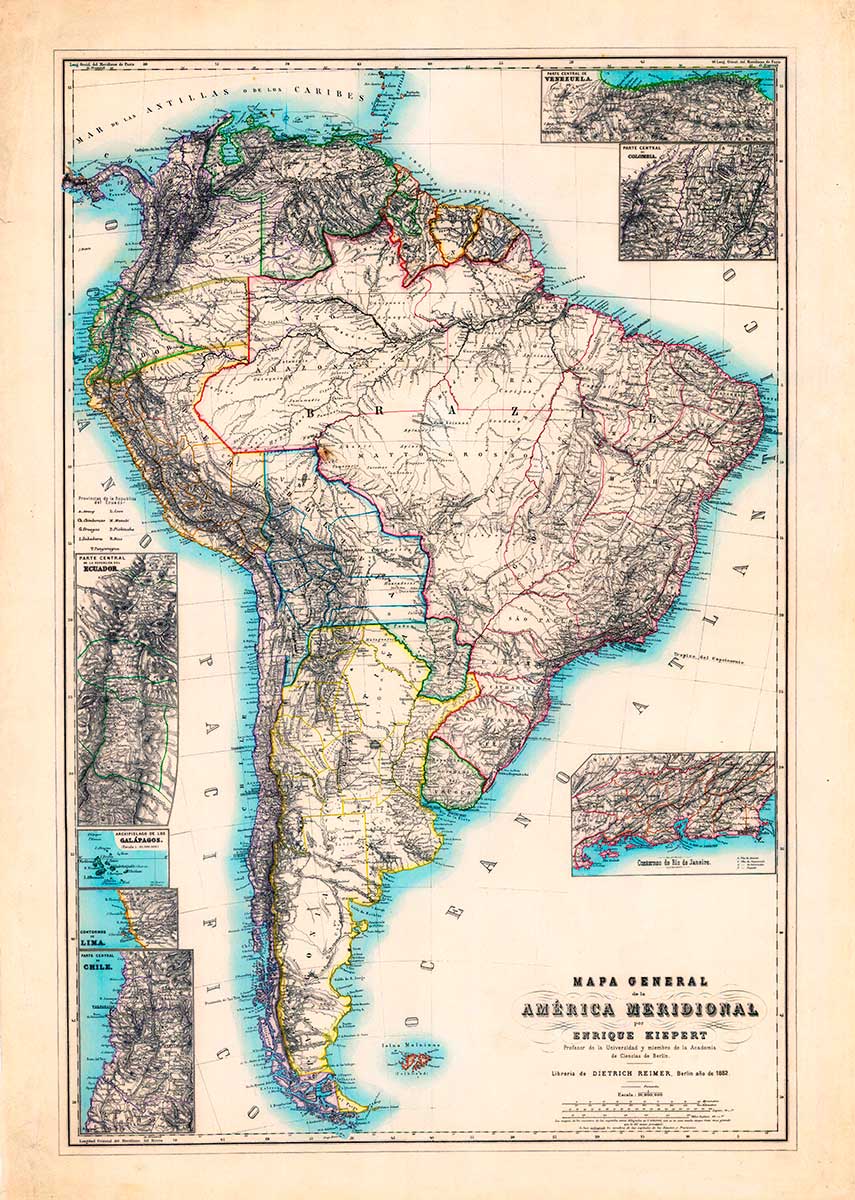 Mapa de la América Meridional - 1882