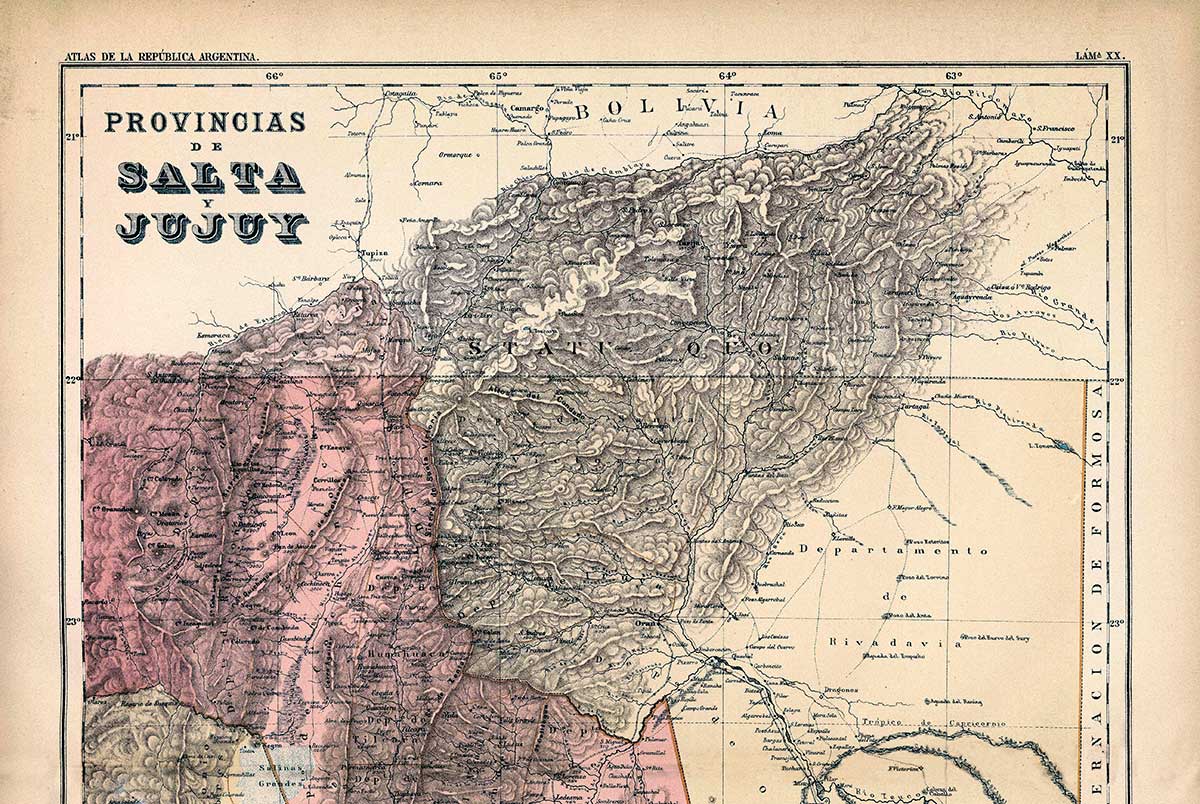Mapa de las provincias de Salta y Jujuy - 1889